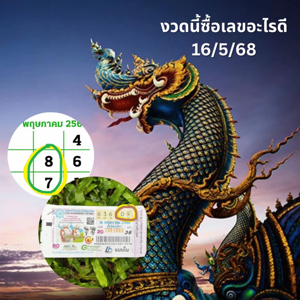 Huaymega ใบ้หวยแม่นอีกแล้ว! 16/5/68 ถูกทั้งบนทั้งล่าง เลขเข้าเป้า
