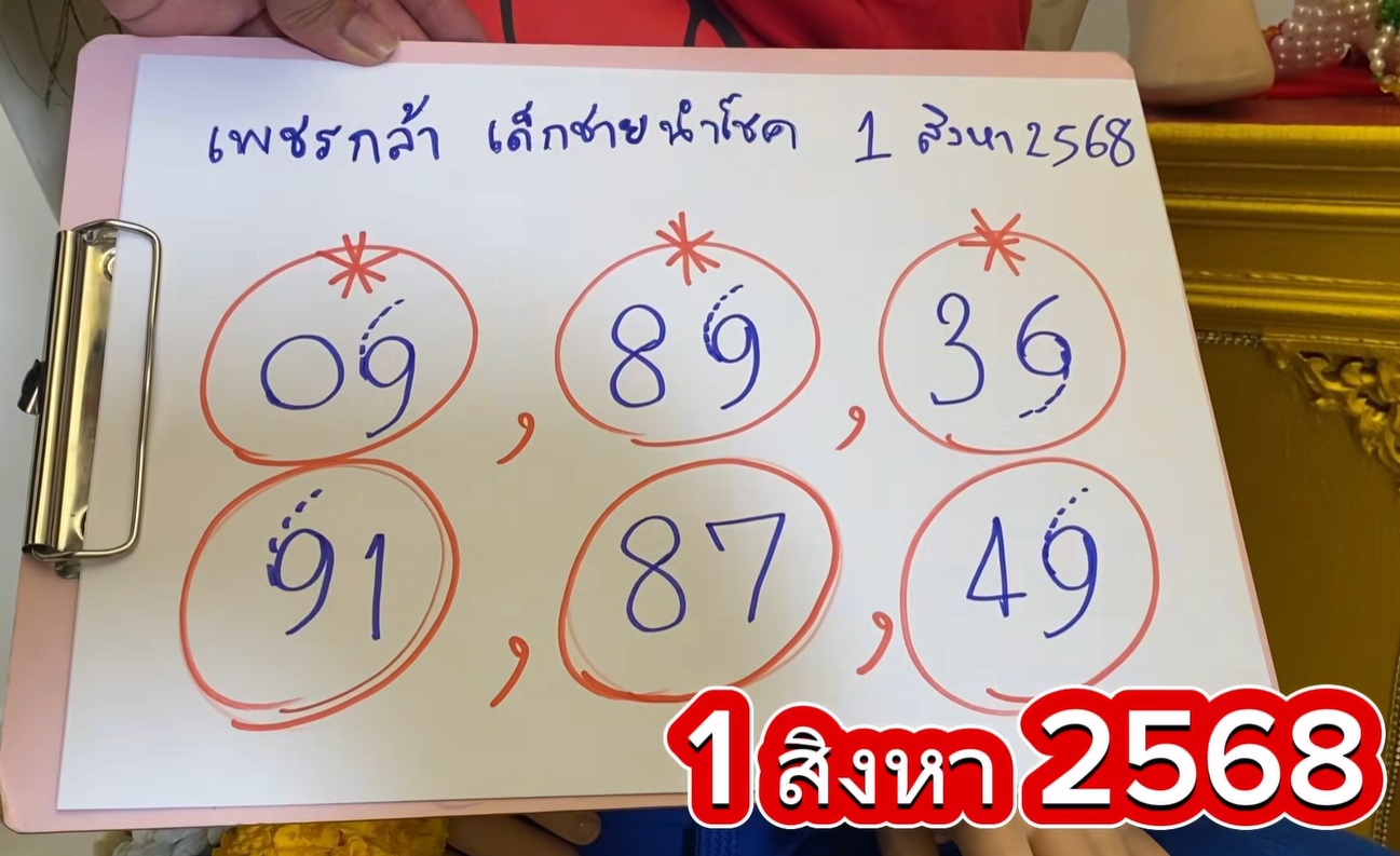 เลขเด็ด “เพชรกล้า เด็กชายนำโชค” งวด 1 สิงหาคม 2568 มาแล้ว! เลขปิงปอง-เลข2ตัว คอหวยห้ามพลาด